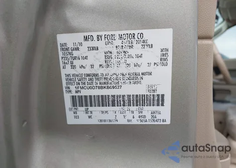 2011 Ford Escape Xlt from USA, damaged, VIN 1FMCU0D78BKB09527